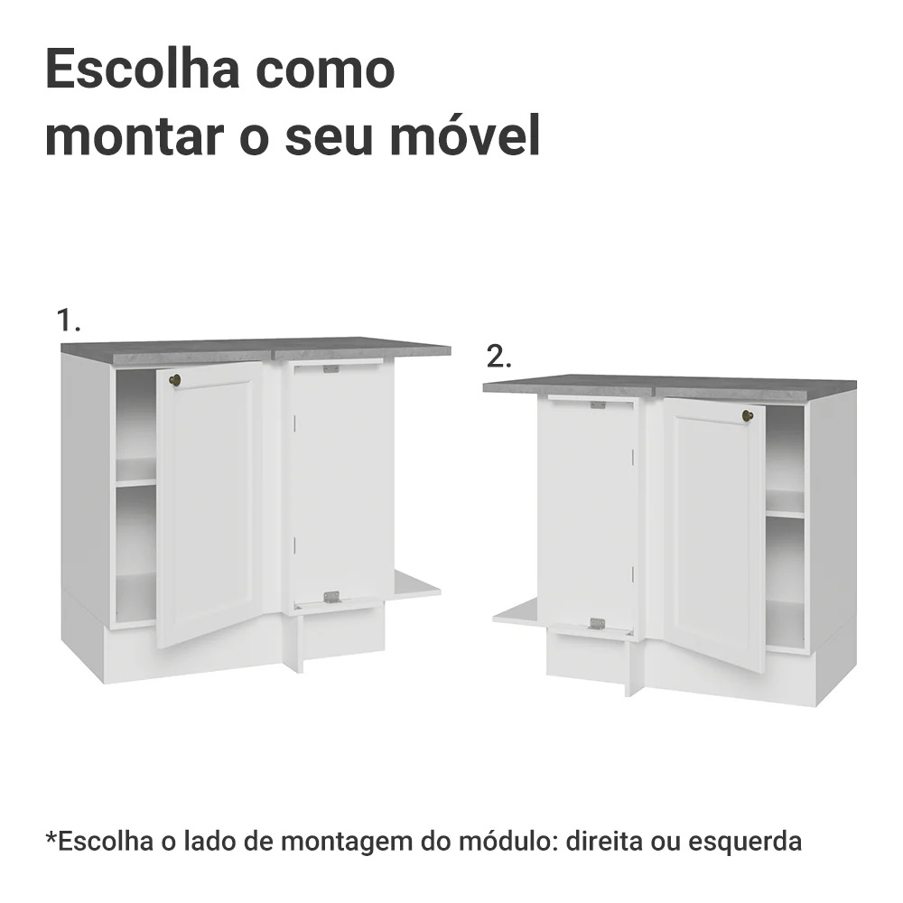 Balcão de Canto 1 Porta Branco Vik Madesa - Image 4