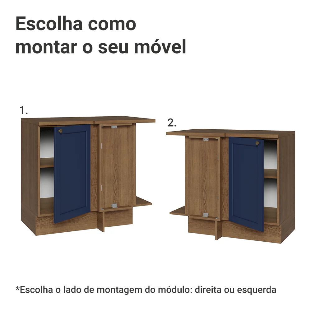 Balcão de Canto 1 Porta Rustic/Azul Vik Madesa - Image 4