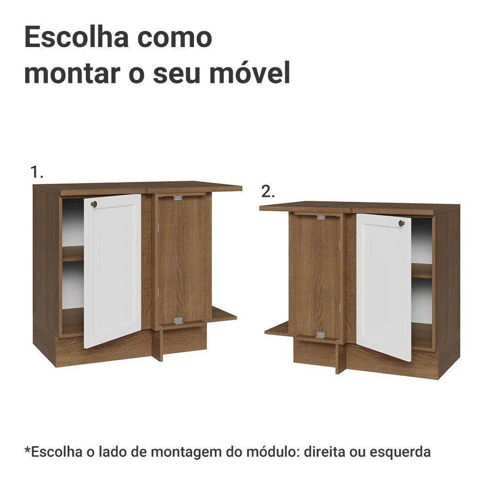 Balcão de Canto 1 Porta Rustic/Branco Vik Madesa - Image 4