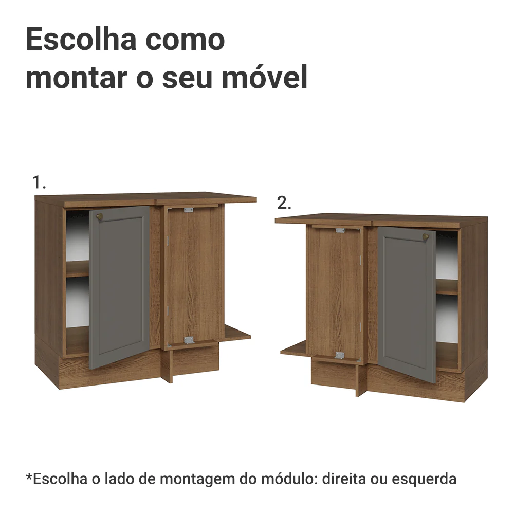 Balcão de Canto 1 Porta Rustic/Cinza Vik Madesa - Image 4