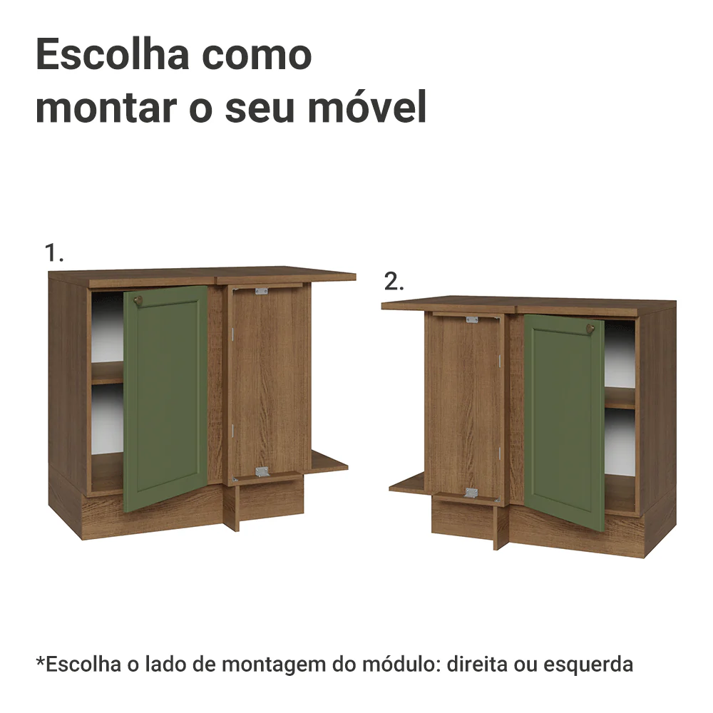 Balcão de Canto 1 Porta Rustic/Verde Vik Madesa - Image 4