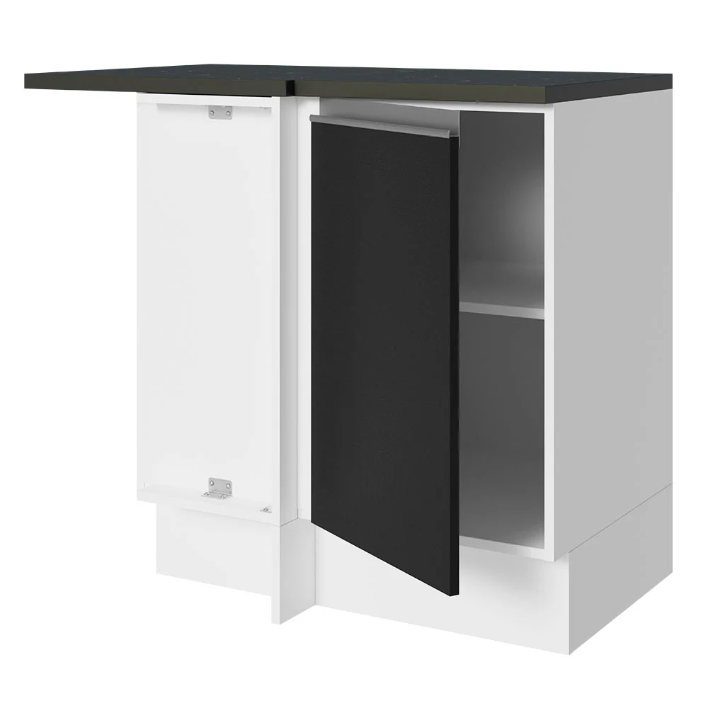 Balcão de Canto 100% MDF 1 Porta Branco/Preto Acordes Madesa - Image 5