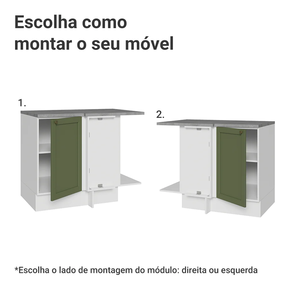 Balcão de Canto para Linha de 60 cm Profundidade (Com Tampo) Branco/Verde Vik Madesa - Image 4