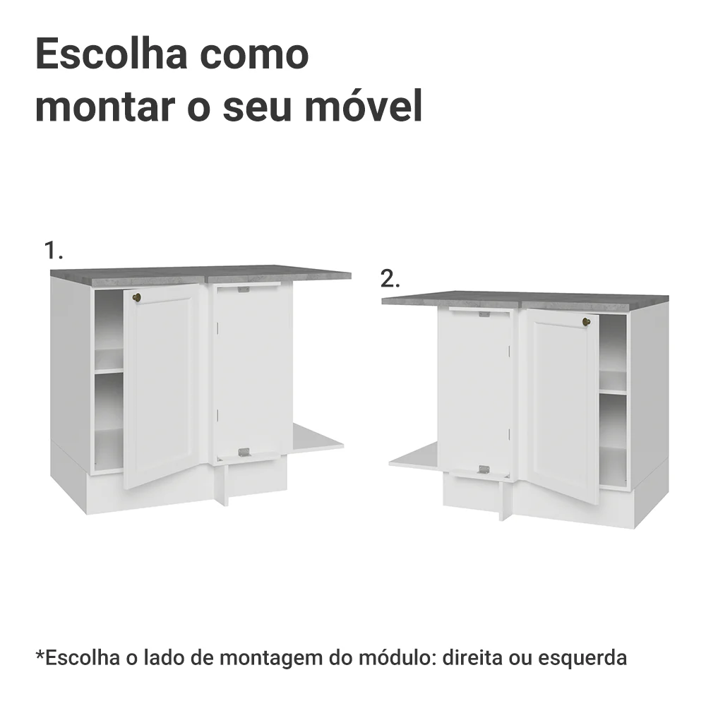 Balcão de Canto para Linha de 60 cm Profundidade (Com Tampo) Branco Vik Madesa - Image 4