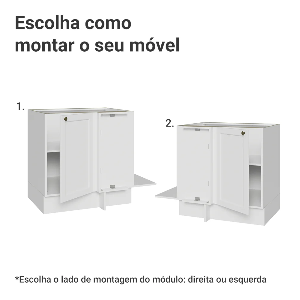 Balcão de Canto para Linha de 60 cm Profundidade (Sem Tampo) Branco Vik Madesa - Image 4