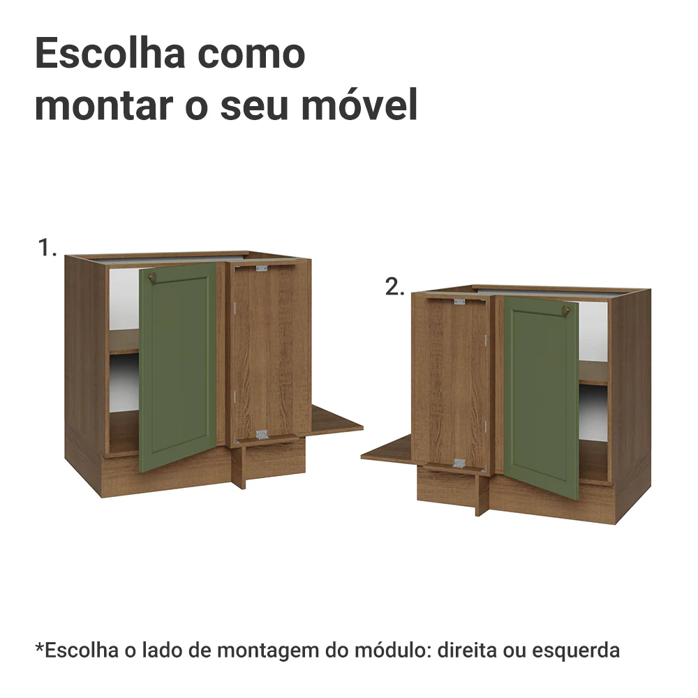 Balcão de Canto para Linha de 60 cm Profundidade (Sem Tampo) Rustic/verde Vik Madesa - Image 4