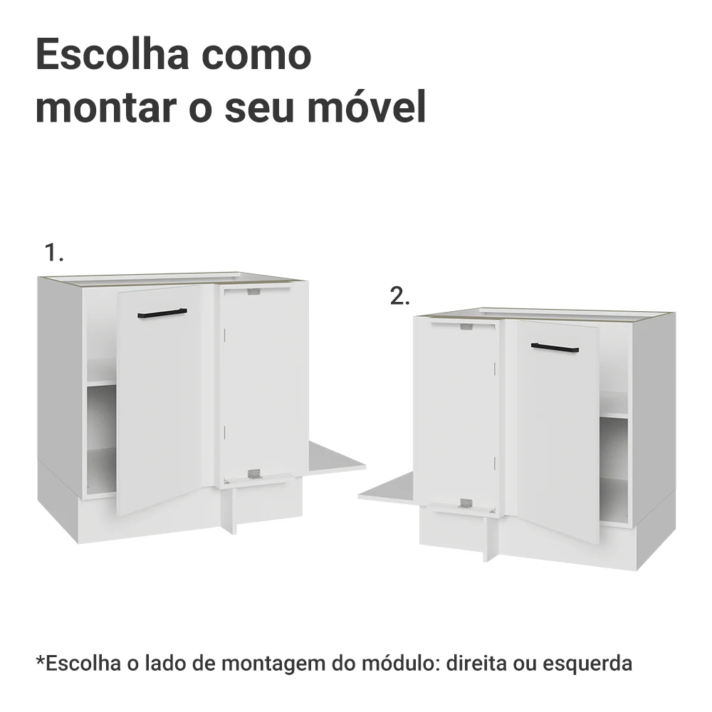 Balcão de Canto Madesa Agata 1 Porta 60 cm Profundidade (Sem Tampo) Branco - Image 4