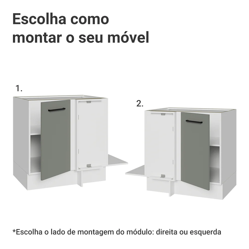Balcão de Canto Madesa Agata 1 Porta 60 cm Profundidade (Sem Tampo) Branco/Cinza - Image 4