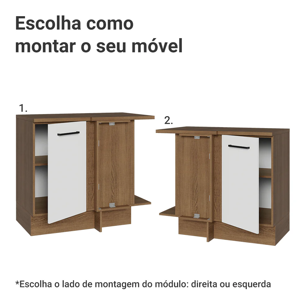 Balcão de Canto Madesa Agata 1 Porta Rustic/Branco - Image 4