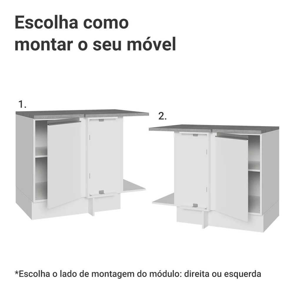 Balcão de Canto Madesa Glamy 1 Porta 60 cm Profundidade (Com Tampo) Branco - Image 4