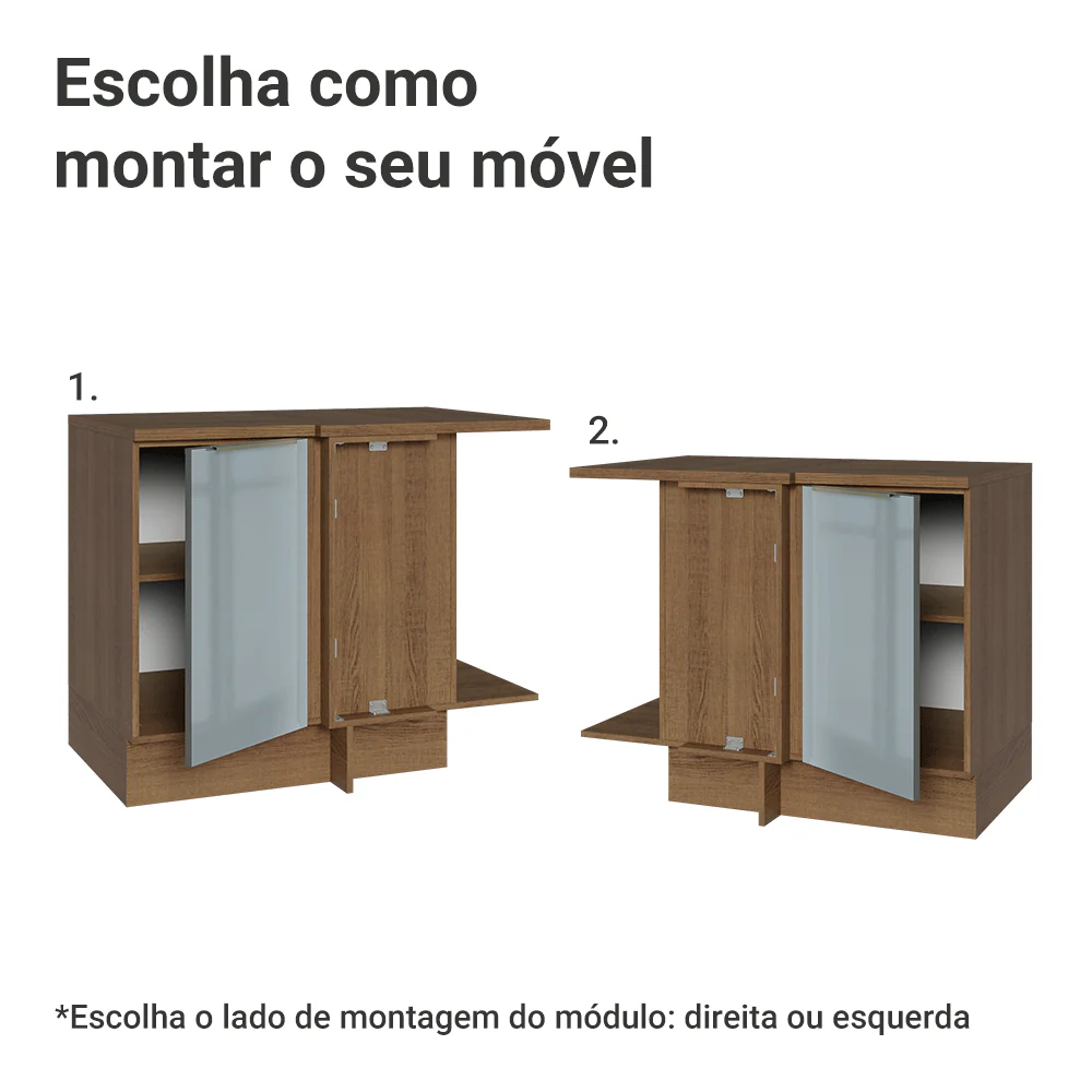 Balcão de Canto para Linha de 60 cm de Profundidade 1 Porta (Com Tampo) Rustic/Cinza Lux Madesa - Image 4