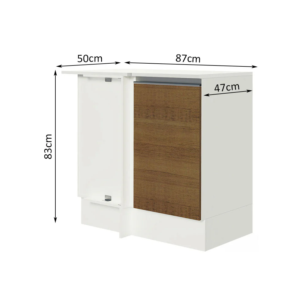 Balcão de Canto Madesa Smart 100% MDF com Tampo 1 Porta Branco/Rustic - Image 2
