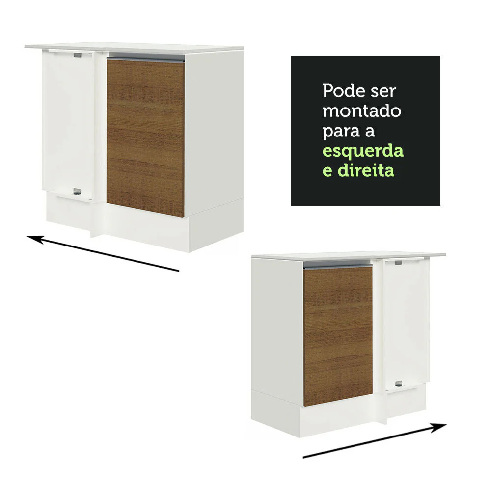 Balcão de Canto Madesa Smart 100% MDF com Tampo 1 Porta Branco/Rustic - Image 5