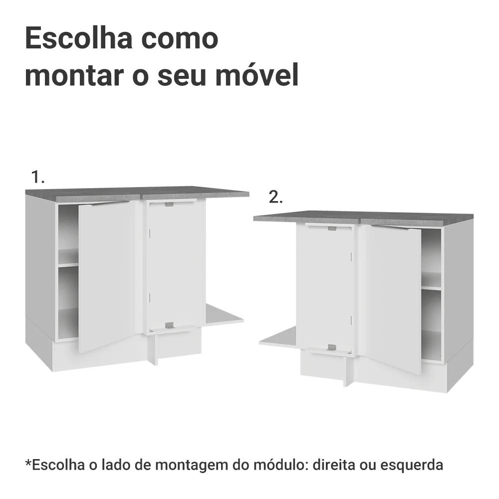 Balcão de Canto Madesa Stella 1 Porta 60 cm Profundidade (Com Tampo) Branco - Image 4
