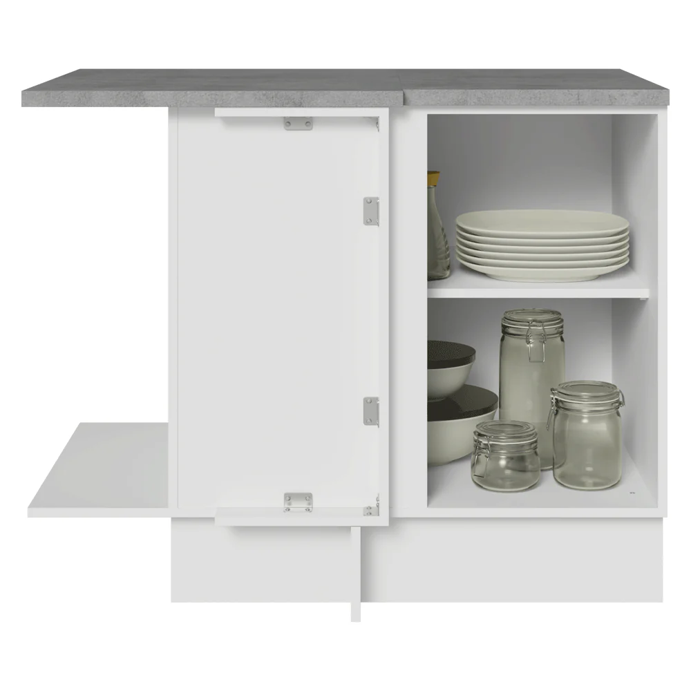 Balcão de Canto Madesa Stella 1 Porta 60 cm Profundidade (Com Tampo) Branco/Rustic - Image 5
