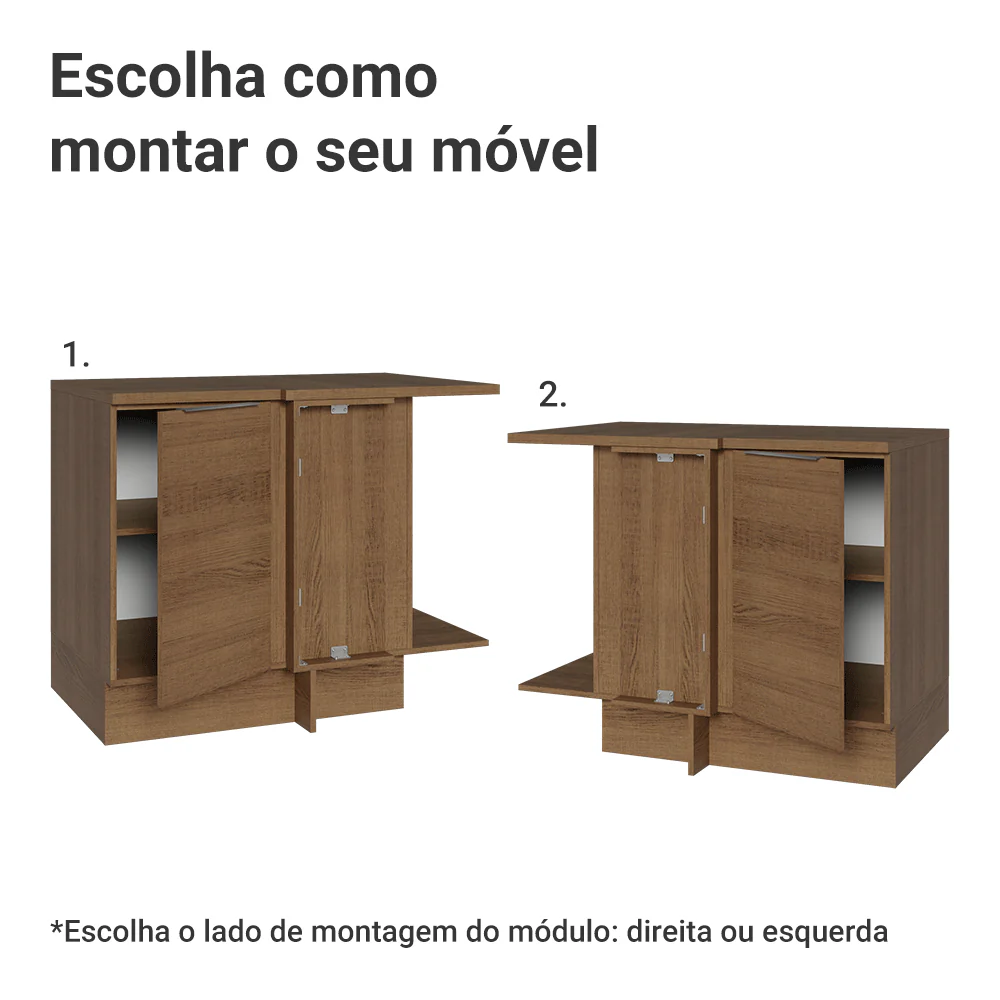 Balcão de Canto Madesa Stella 1 Porta 60 cm Profundidade (Com Tampo) Rustic - Image 4