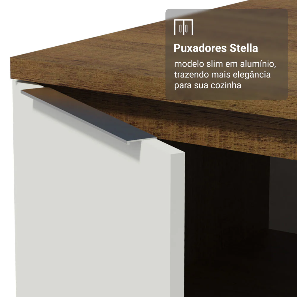 Balcão de Canto Madesa Stella 1 Porta 60 cm Profundidade (Com Tampo) Rustic/Branco - Image 6