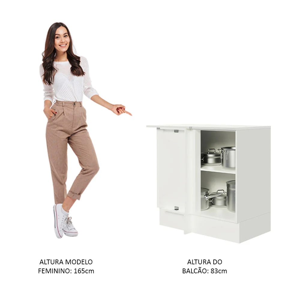 Balcão de Canto 100% MDF com Tampo Branco Smart Madesa - Image 3