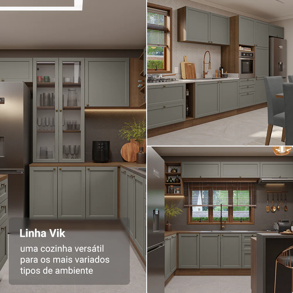 Balcão de Cozinha 120 cm 2 Portas Rustic/Cinza Vik Madesa - Image 5