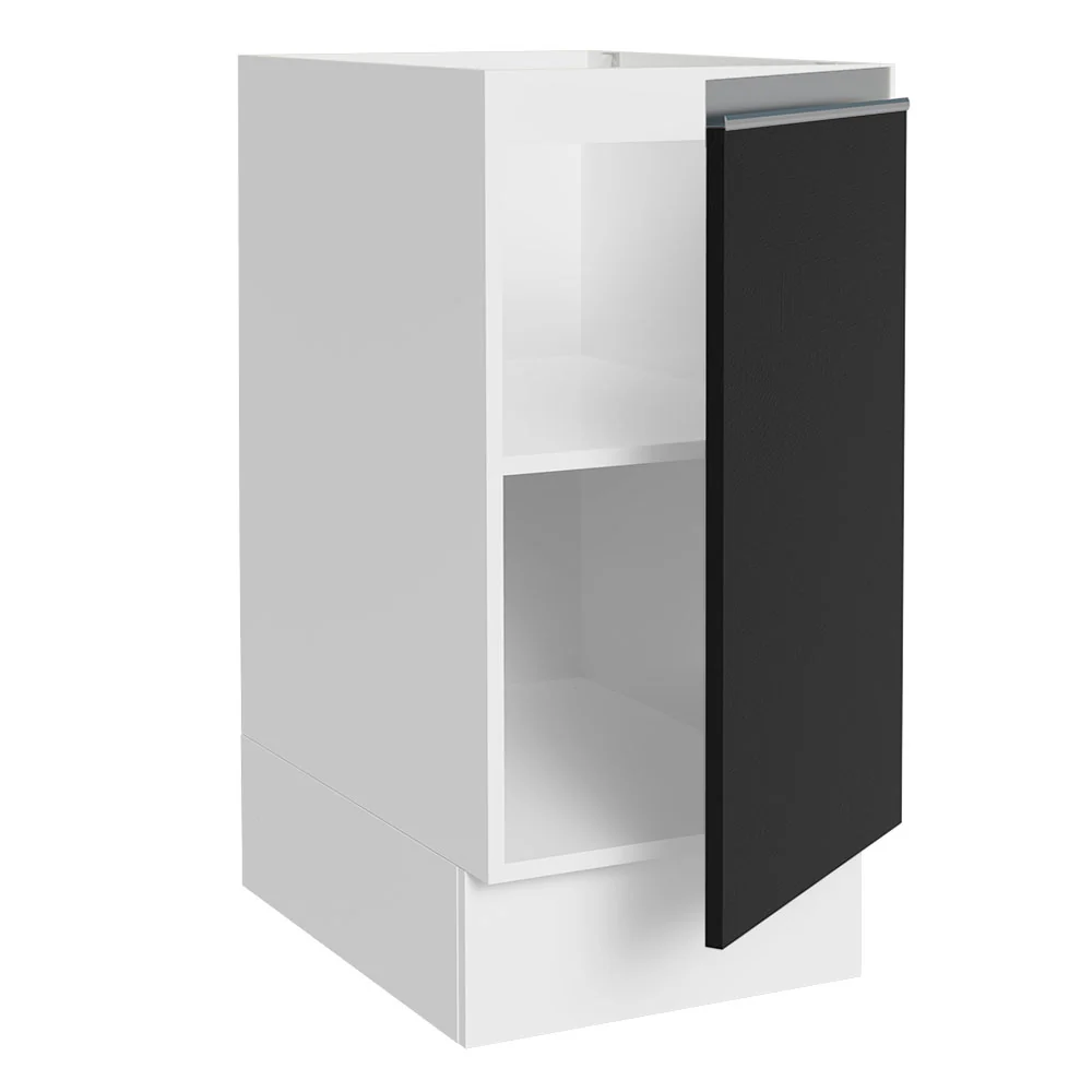 Balcão Cozinha 35 x 60 cm 1 Porta (Sem Tampo) Branco/Preto Glamy Madesa - Image 7