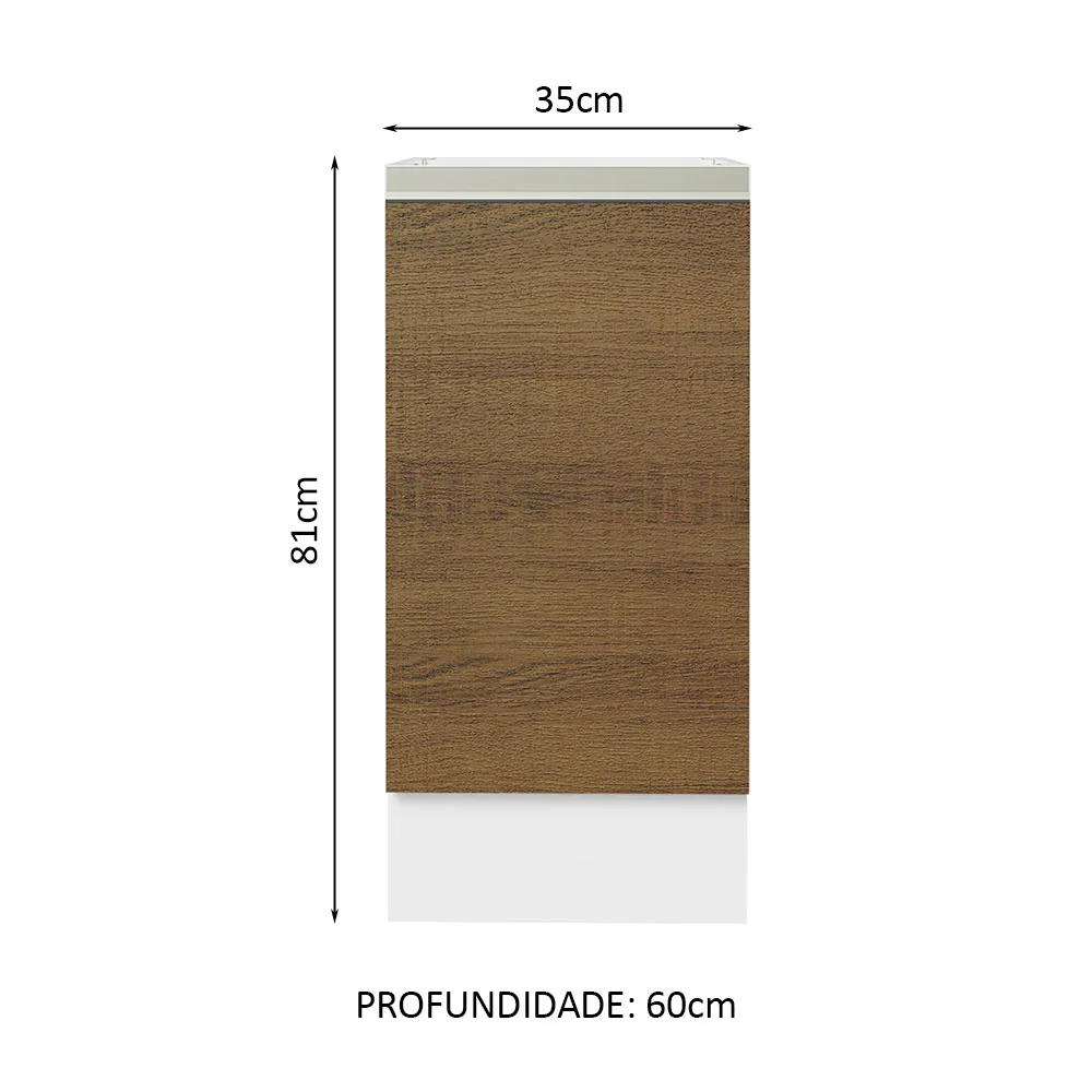 Balcão Cozinha 35 x 60 cm 1 Porta (Sem Tampo) Branco/Rustic Glamy Madesa - Image 2
