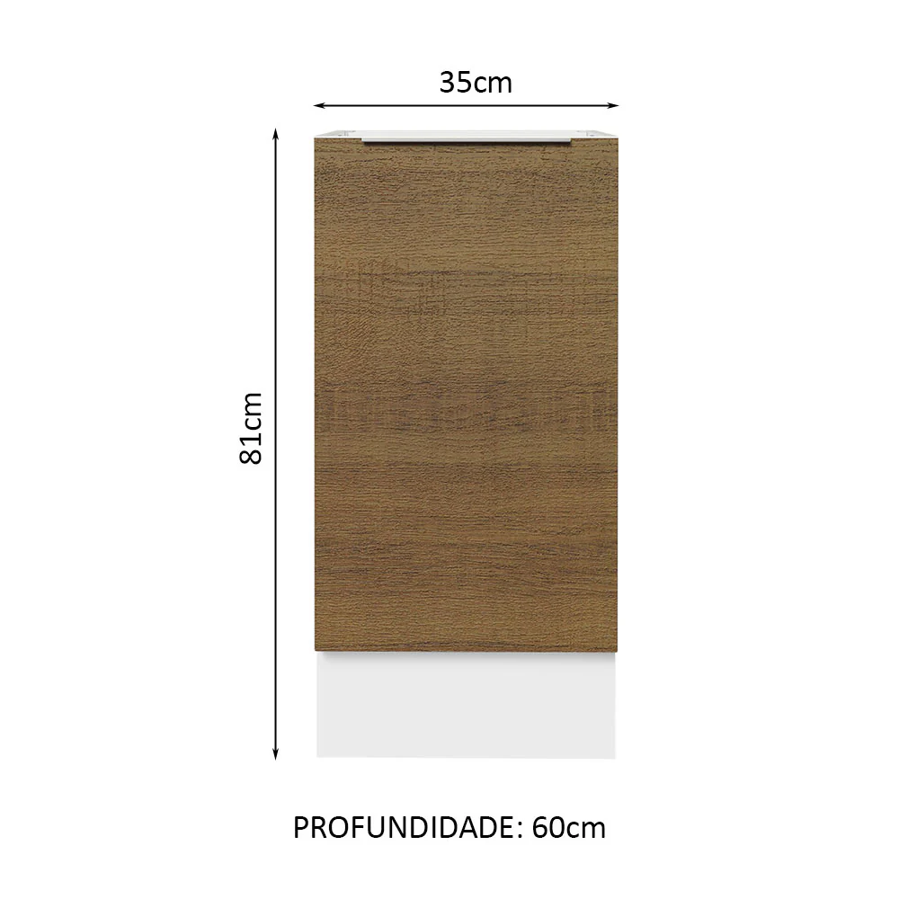 Balcão Cozinha 35 x 60 cm 1 Porta (Sem Tampo) Branco/Rustic Stella Madesa - Image 2