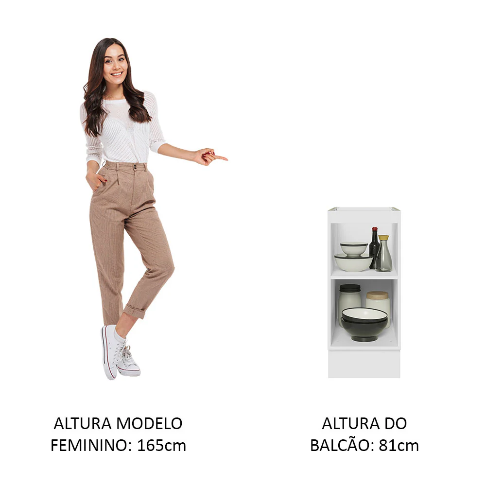 Balcão Cozinha 35 x 60 cm 1 Porta (Sem Tampo) Branco/Rustic Stella Madesa - Image 6