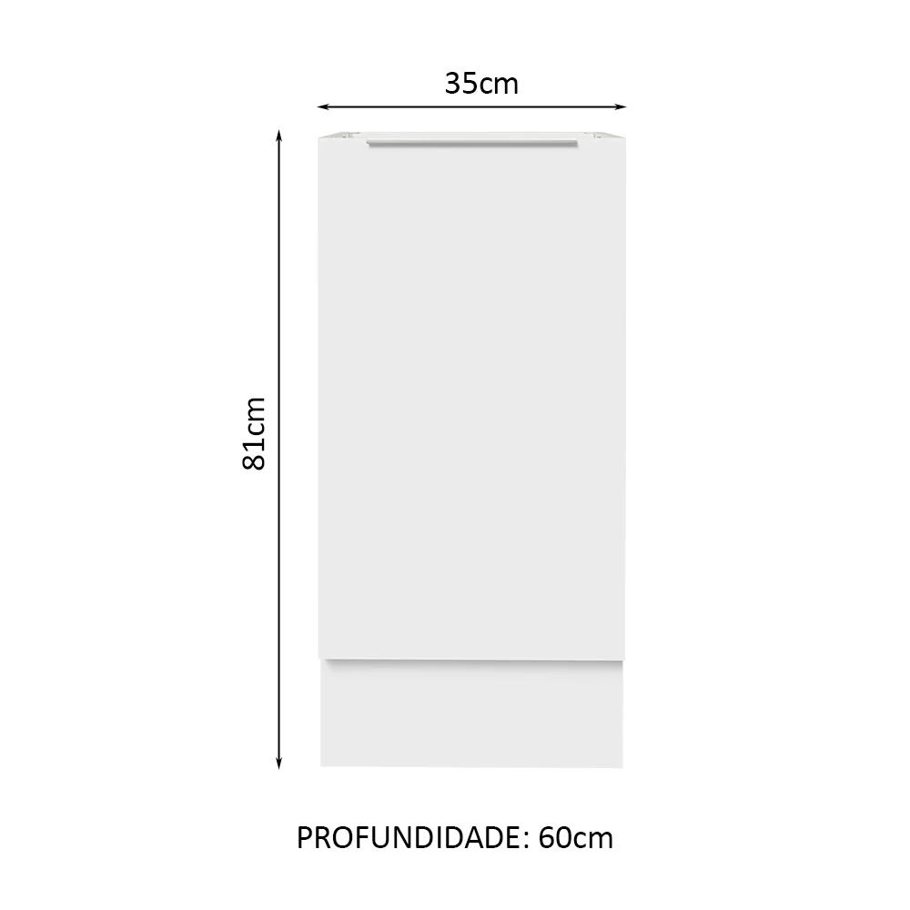 Balcão Cozinha 35 x 60 cm 1 Porta (Sem Tampo) Branco Stella Madesa - Image 2