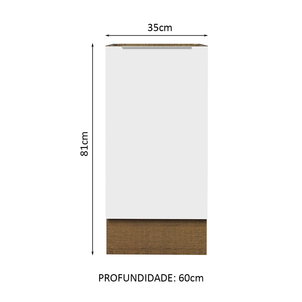Balcão Cozinha 35 x 60 cm 1 Porta (Sem Tampo) Rustic/Branco Stella Madesa - Image 2