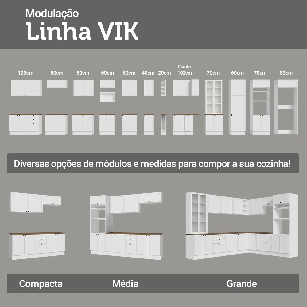 Balcão de Cozinha 35 x 60 cm 1 Porta (Com Tampo) Branco/Rustic Vik Madesa - Image 10