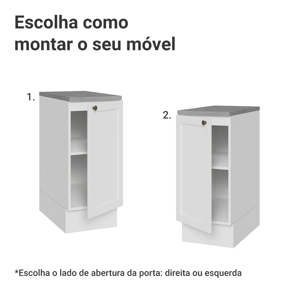 Balcão de Cozinha 35 x 60 cm 1 Porta (Com Tampo) Branco Vik Madesa - Image 4