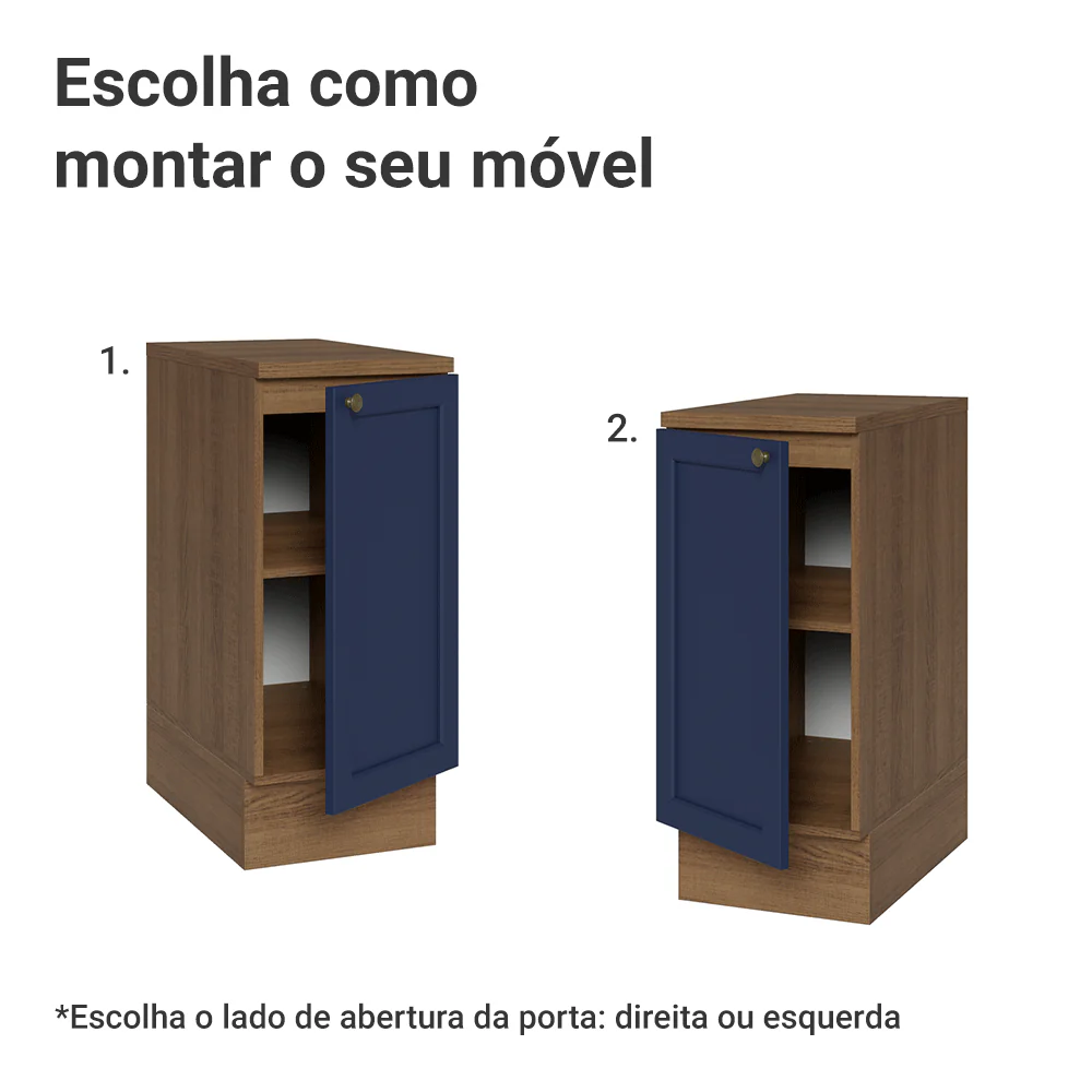 Balcão de Cozinha 35 x 60 cm 1 Porta (Com Tampo) Rustic/Azul Vik Madesa - Image 4