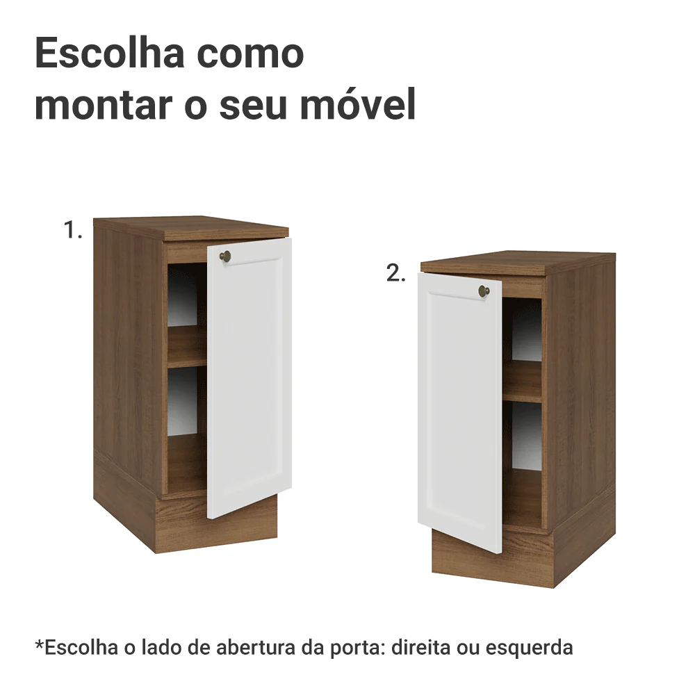Balcão de Cozinha 35 x 60 cm 1 Porta (Com Tampo) Rustic/Branco Vik Madesa - Image 4