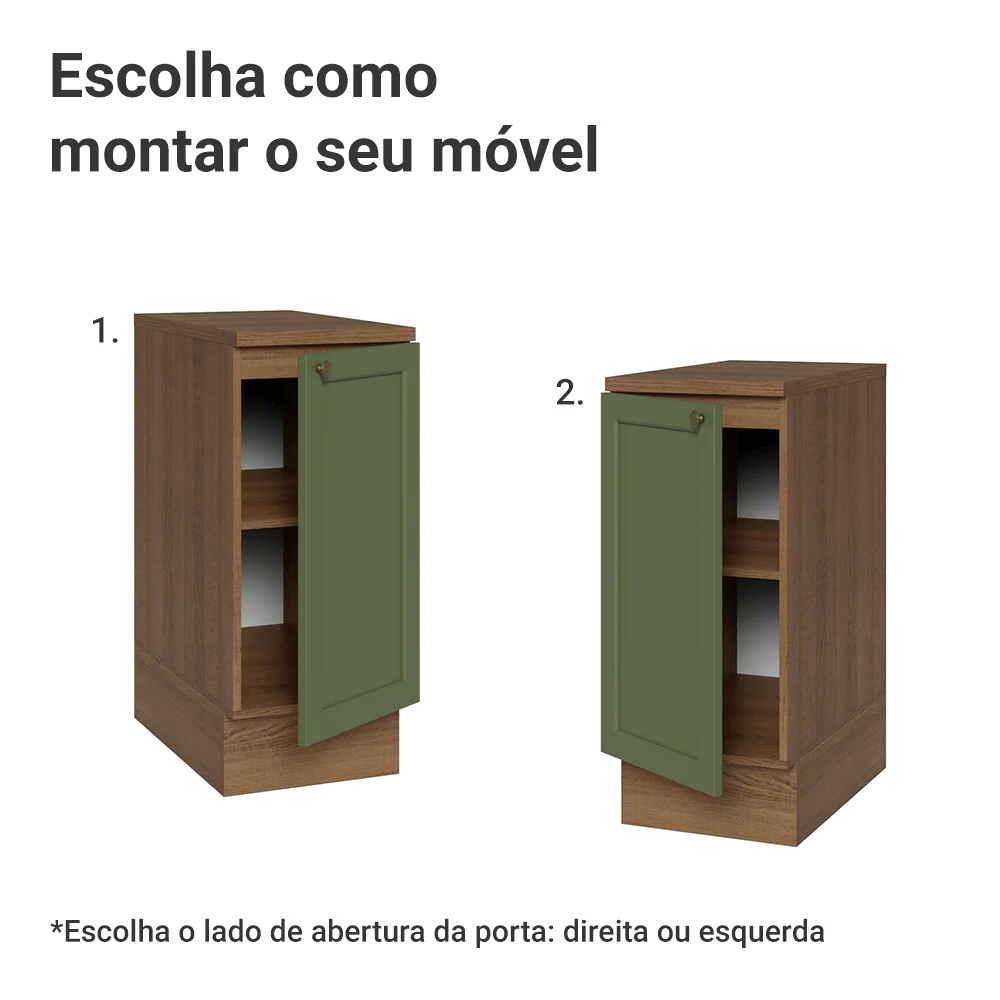 Balcão de Cozinha 35 x 60 cm 1 Porta (Com Tampo) Rustic/Verde Vik Madesa - Image 4