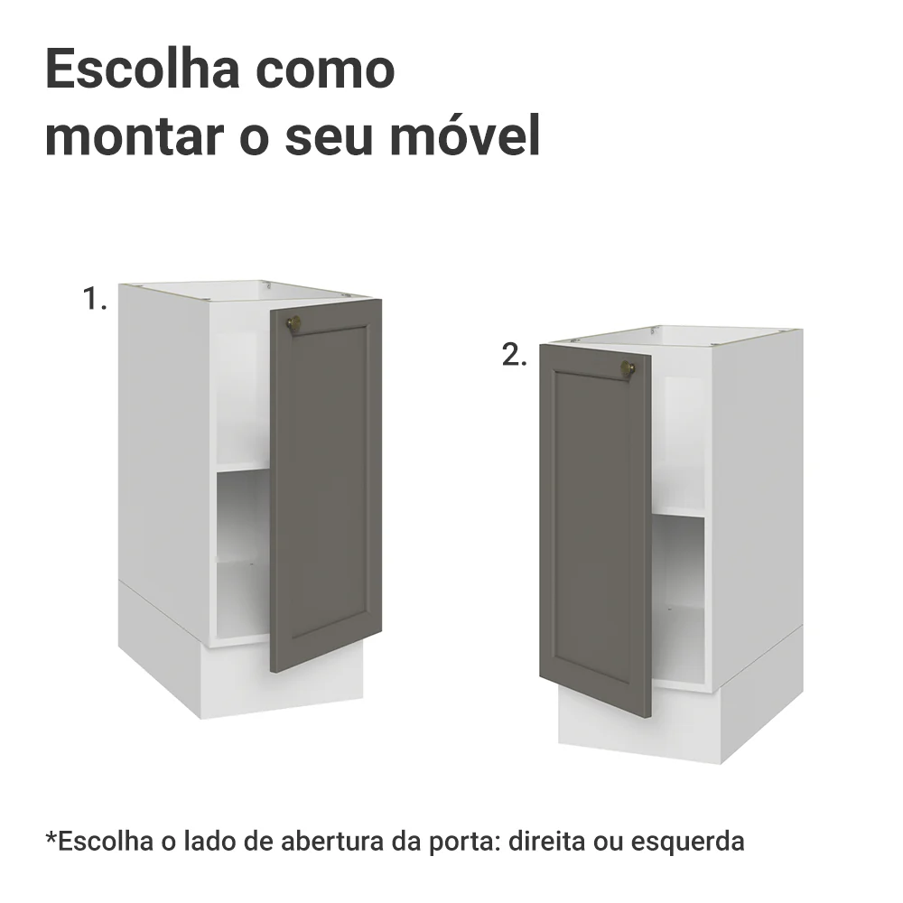 Balcão de Cozinha 35 x 60 cm 1 Porta (Sem Tampo) Branco/Cinza Vik Madesa - Image 4