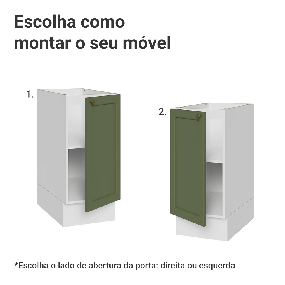 Balcão de Cozinha 35 x 60 cm 1 Porta (Sem Tampo) Branco/verde Vik Madesa - Image 4