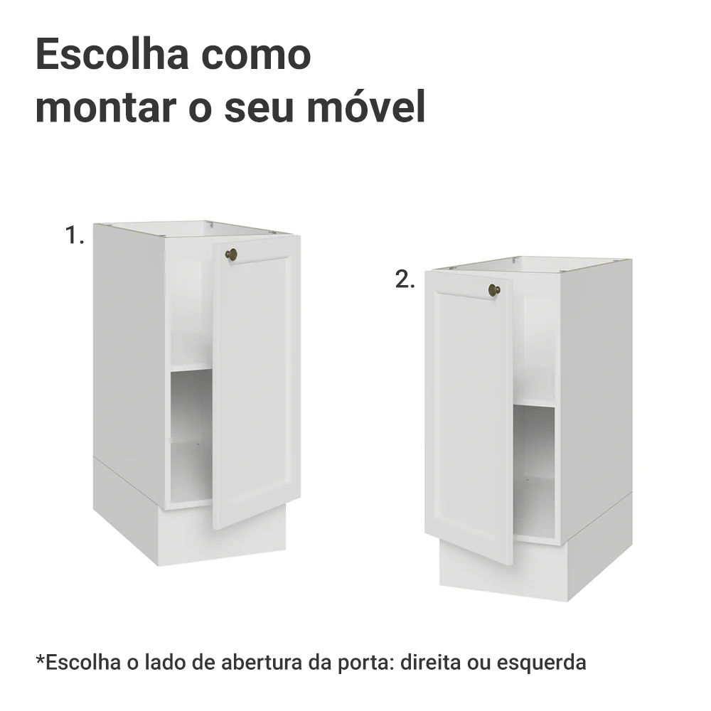 Balcão de Cozinha 35 x 60 cm 1 Porta (Sem Tampo) Branco Vik Madesa - Image 4