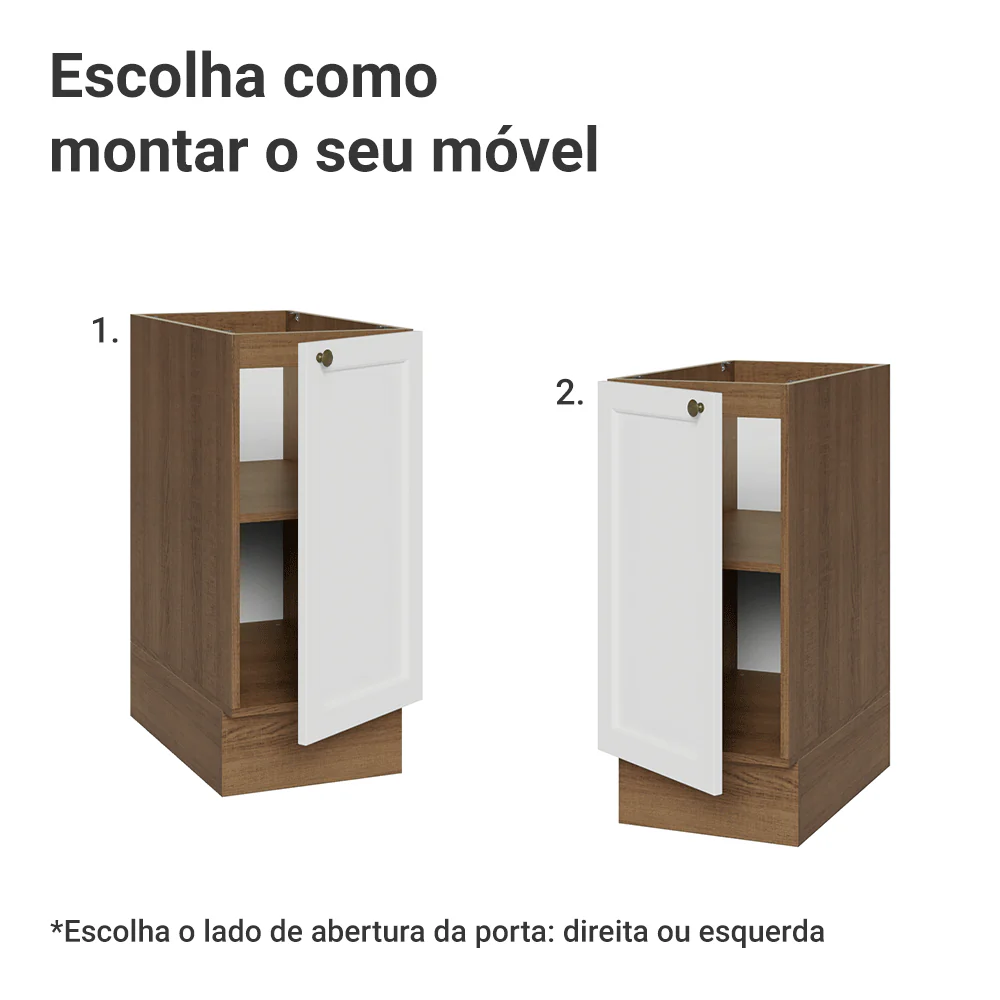 Balcão de Cozinha 35 x 60 cm 1 Porta (Sem Tampo) Rustic/Branco Vik Madesa - Image 4