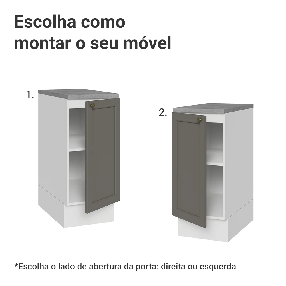 Balcão de Cozinha 35 cm 1 Porta Branco/Cinza Vik Madesa - Image 4