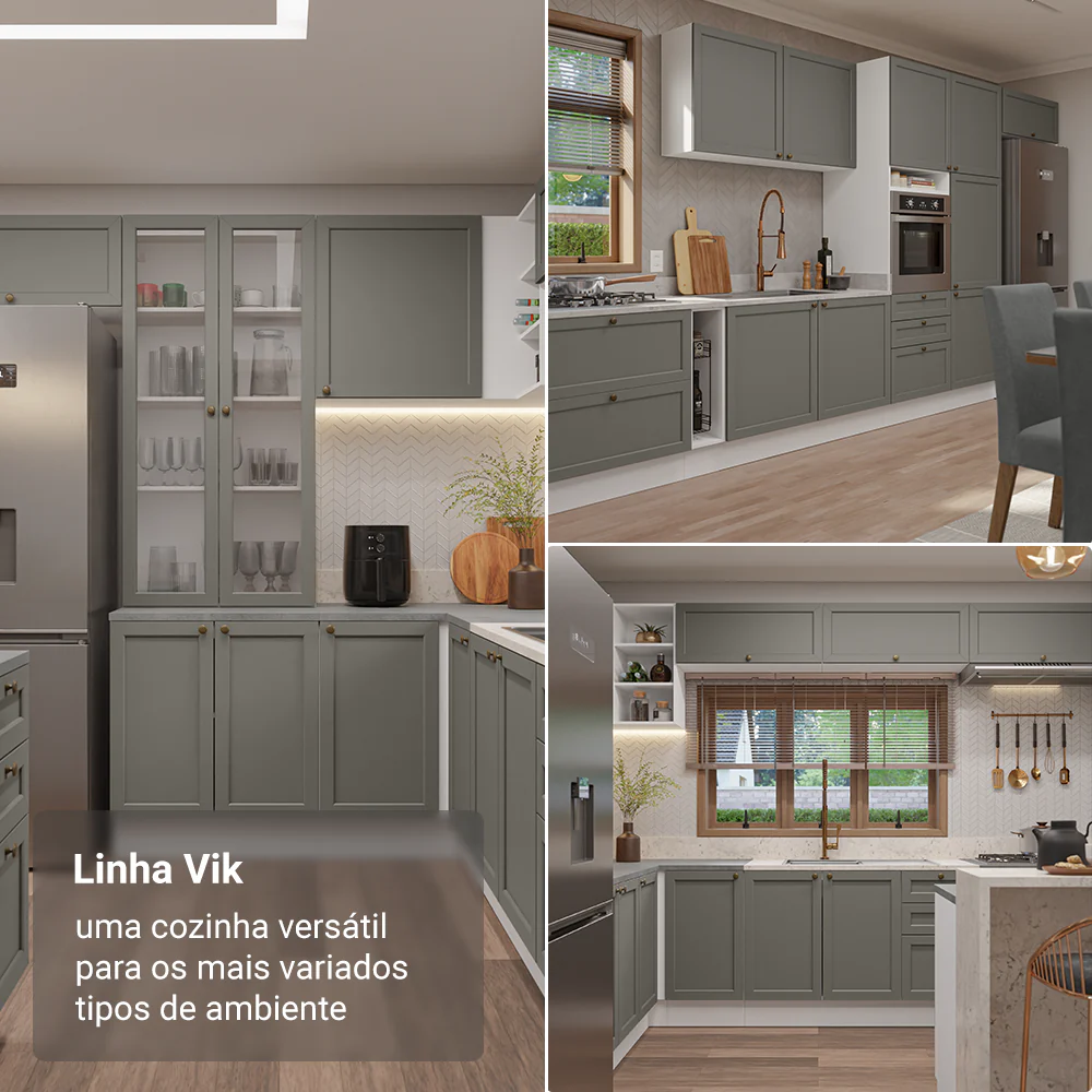 Balcão de Cozinha 35 cm 1 Porta Branco/Cinza Vik Madesa - Image 5