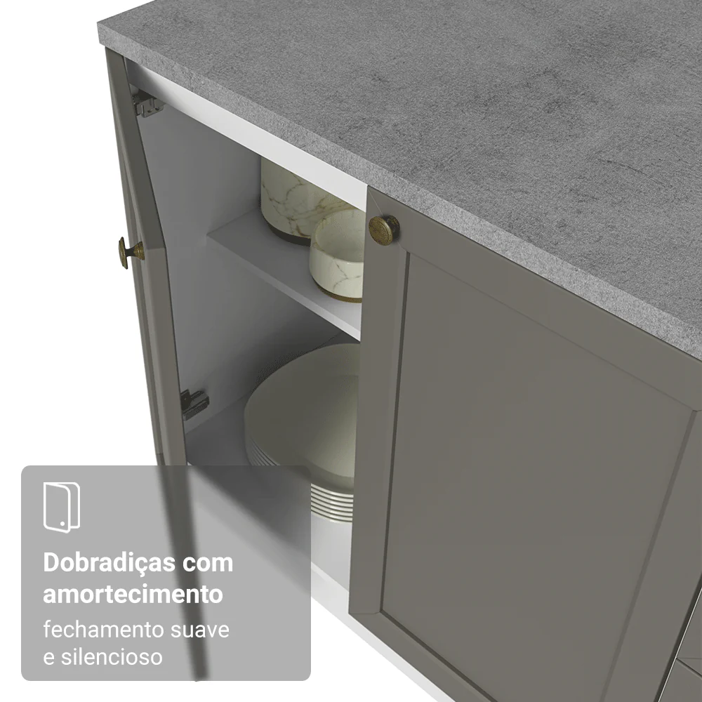 Balcão de Cozinha 35 cm 1 Porta Branco/Cinza Vik Madesa - Image 7