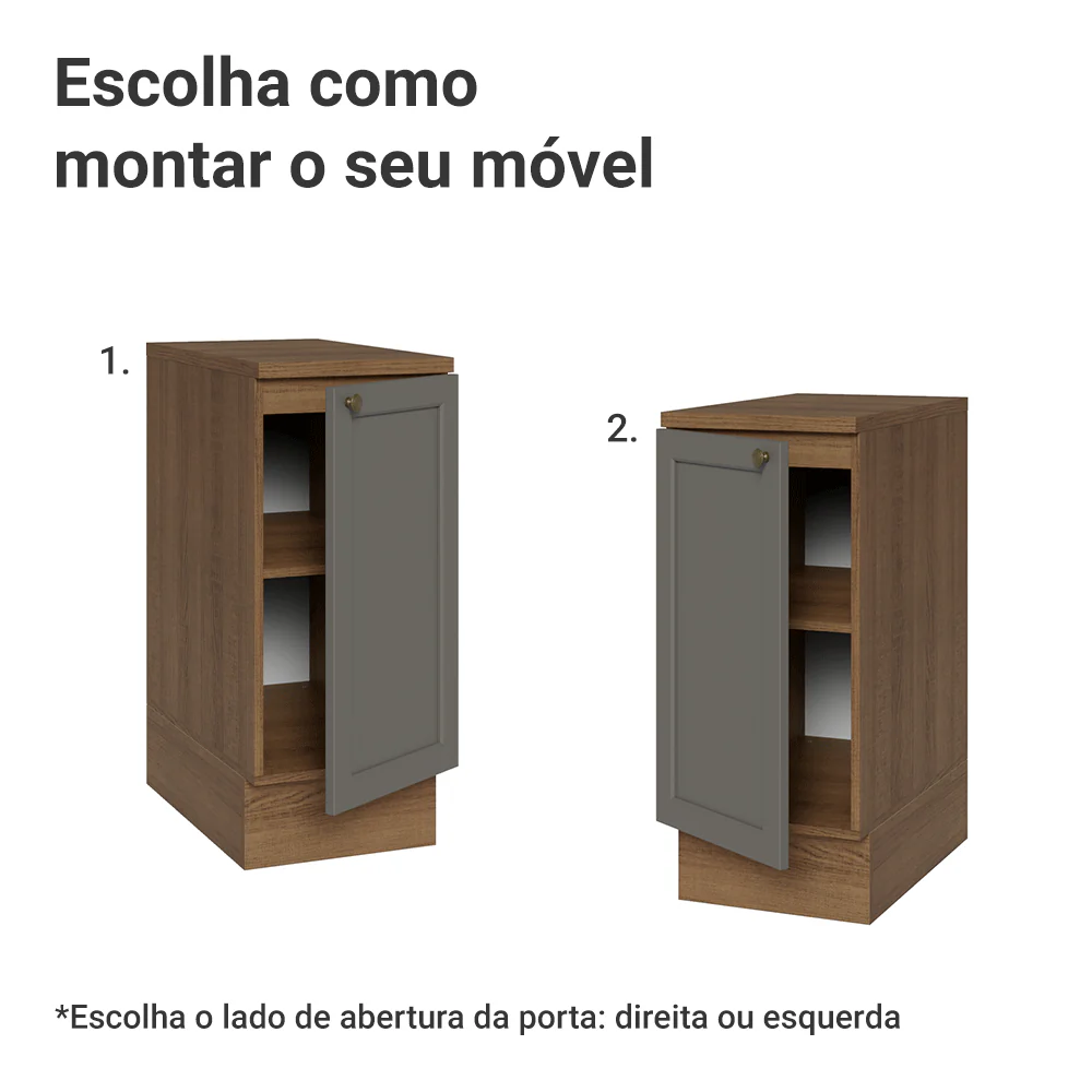 Balcão de Cozinha 35 cm 1 Porta Rustic/Cinza Vik Madesa - Image 4