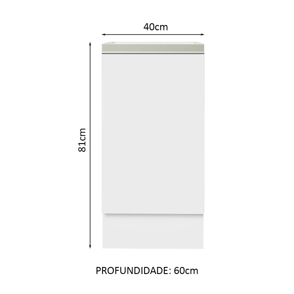 Balcão Cozinha 40 x 60 cm 1 Porta (Sem Tampo) Branco Glamy Madesa - Image 2