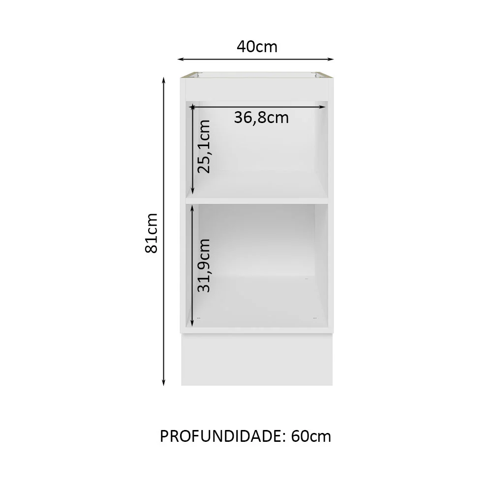 Balcão Cozinha 40 x 60 cm 1 Porta (Sem Tampo) Branco Glamy Madesa - Image 3