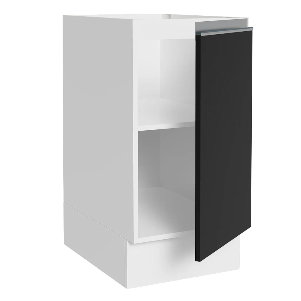 Balcão Cozinha 40 x 60 cm 1 Porta (Sem Tampo) Branco/Preto Glamy Madesa - Image 7