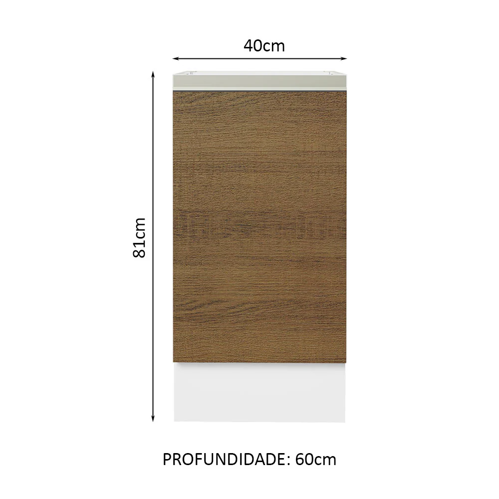 Balcão Cozinha 40 x 60 cm 1 Porta (Sem Tampo) Branco/Rustic Glamy Madesa - Image 2