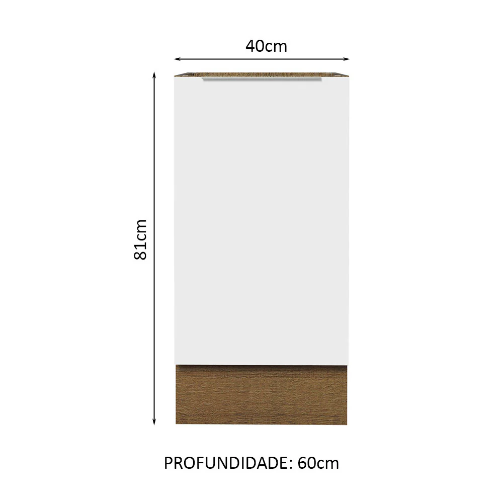 Balcão Cozinha 40 x 60 cm 1 Porta (Sem Tampo) Rustic/Branco Stella Madesa - Image 2
