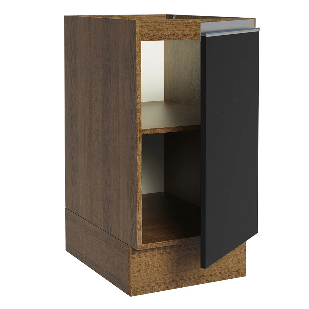Balcão Cozinha 40 x 60 cm 1 Porta (Sem Tampo) Rustic/Preto Glamy Madesa - Image 7