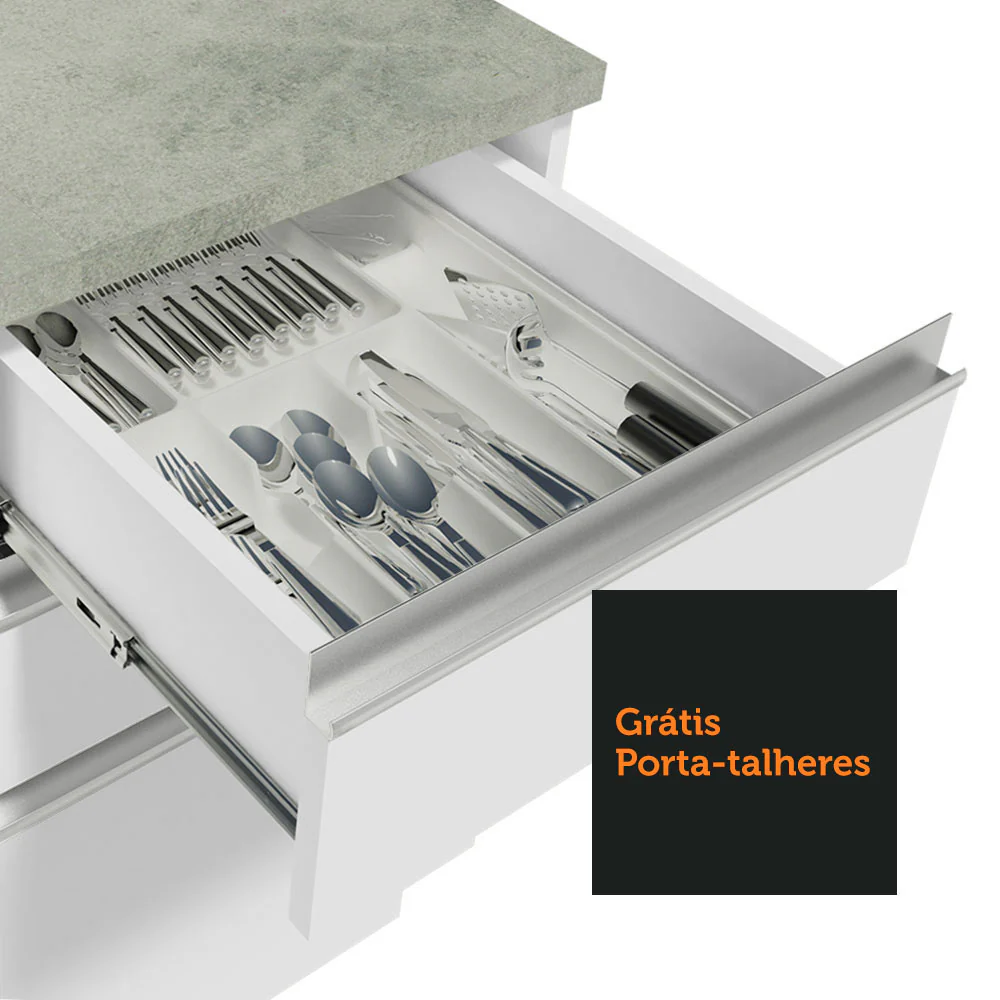 Balcão Cozinha 40 x 60 cm 3 Gavetas (Sem Tampo) Branco Glamy Madesa - Image 7