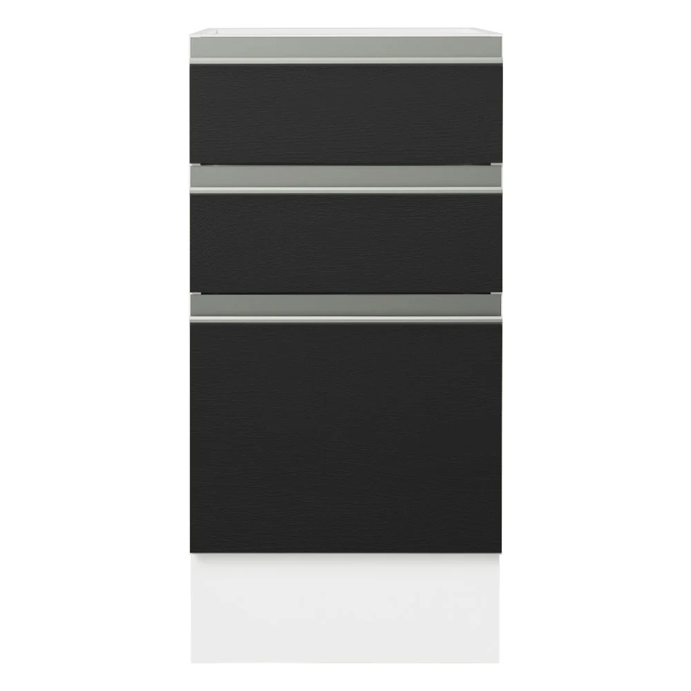 Balcão Cozinha 40 x 60 cm 3 Gavetas (Sem Tampo) Branco/Preto Glamy Madesa - Image 5